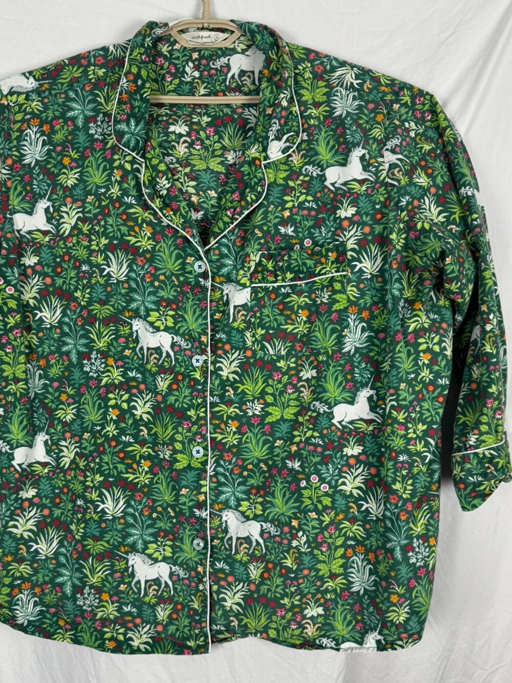 Printfresh 4X Green Unicorn Garden long PJ set